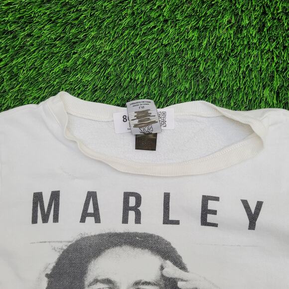 Bob-Marley Cropped Sweatshirt Women Large 20x21 Reggae White - Picture 12 of 15